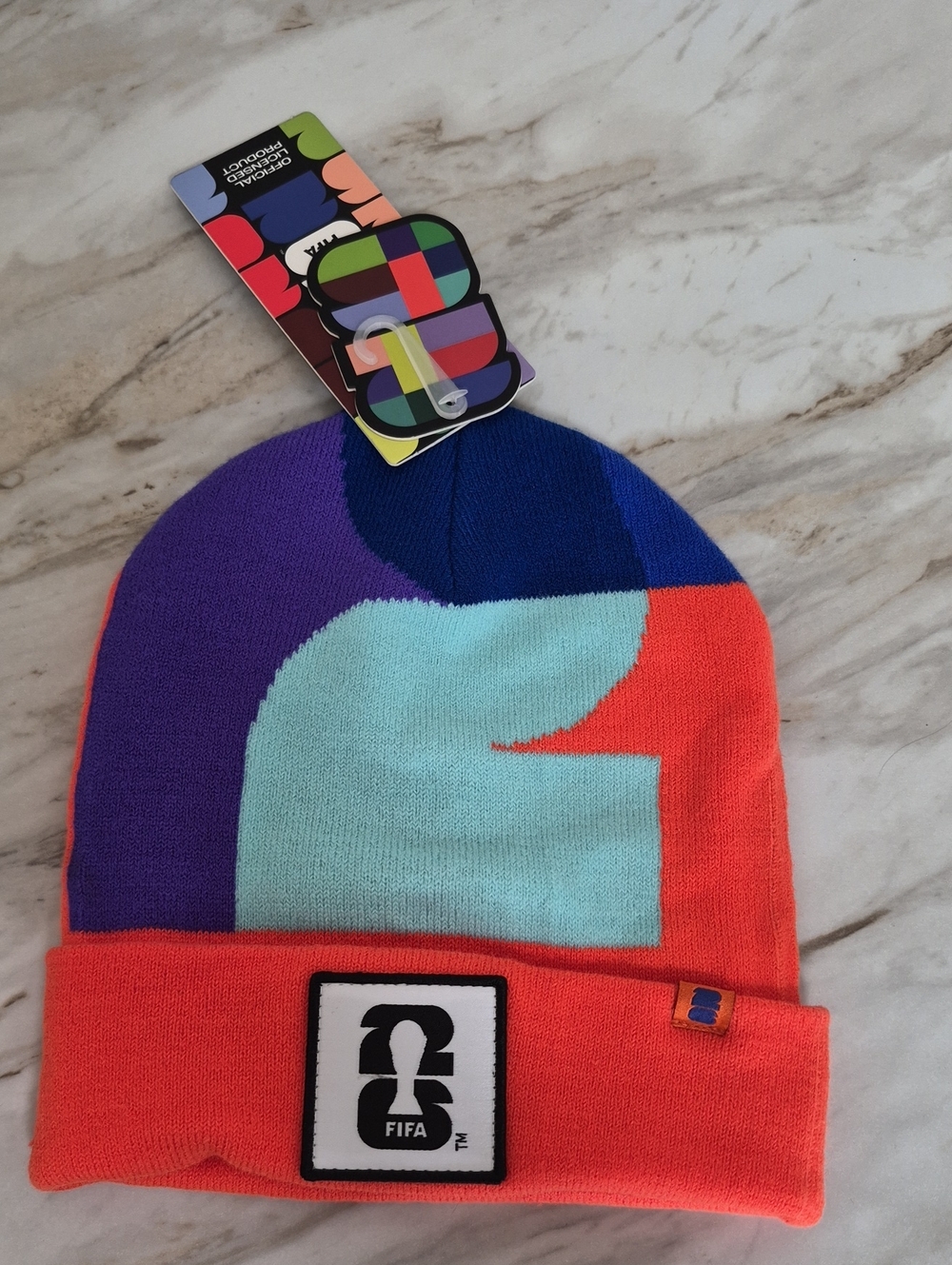 FIFA Colorblock Knit Beanie - Orange, Purple & Light Blue